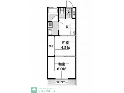 柿生コーポ(2K/2階)の間取り写真