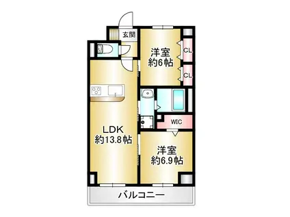 エルグランド二日市(2LDK/2階)の間取り写真