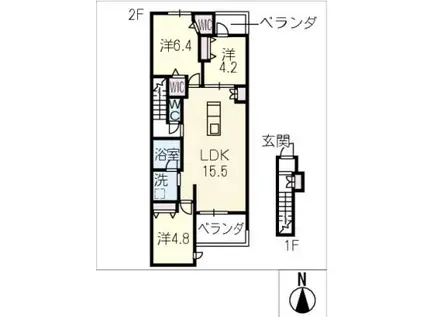GRANDE VILLA山の手(3LDK/2階)の間取り写真