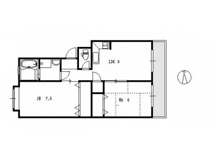 新宅第1マンション(2LDK/2階)の間取り写真