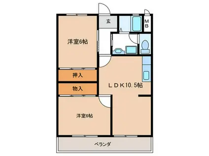 アメニティパーク柳下(2LDK/3階)の間取り写真