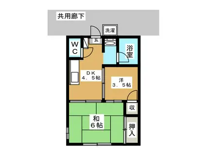 鳥羽ハウス(2DK/2階)の間取り写真