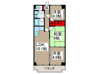 シュターンハイム第一(3LDK/9階)の間取り写真