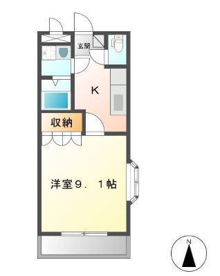 トレスエルマーナ(1K/2階)の間取り写真