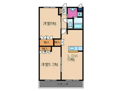 ノーベルYUI 2(2LDK/1階)の間取り写真