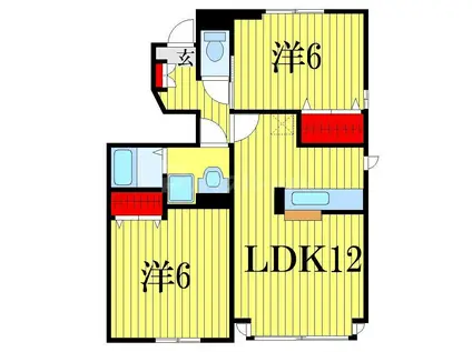 エピナール弐番館(2LDK/1階)の間取り写真