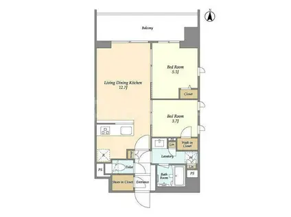 グランカーサ三ノ輪V(2LDK/8階)の間取り写真