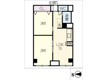 花車ビル中館309号(2LDK/3階)の間取り写真