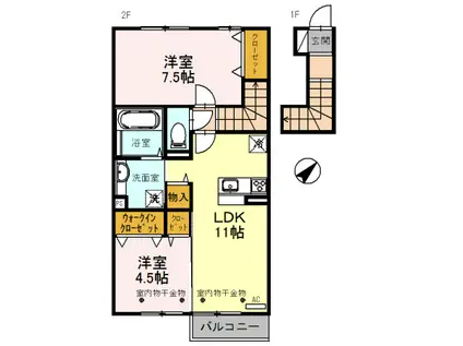D-ROOM道下(2LDK/2階)の間取り写真