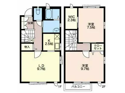 パルモK C(2LDK/1階)の間取り写真