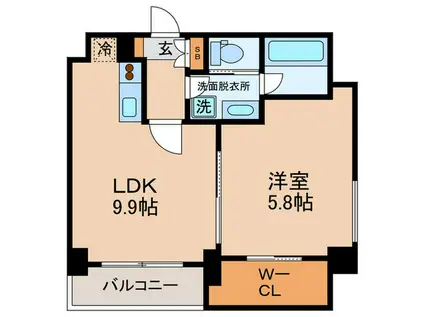 南堀江アパ-トメントリオ(1LDK/2階)の間取り写真