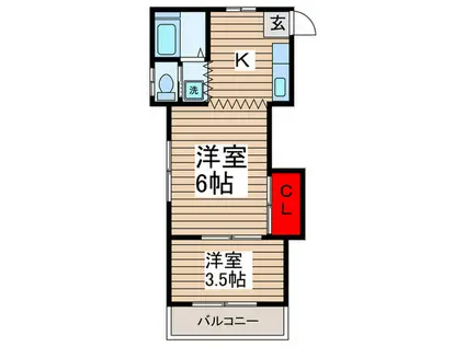 青葉荘(2K/2階)の間取り写真