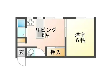 長本アパート(2K/2階)の間取り写真