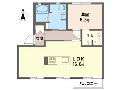 タウニー野村G(1LDK/1階)の間取り写真