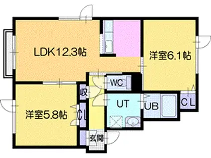 シャーメゾン16(2LDK/2階)の間取り写真