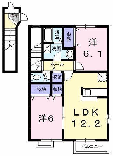 ガーデンヴィラA(2LDK/2階)の間取り写真