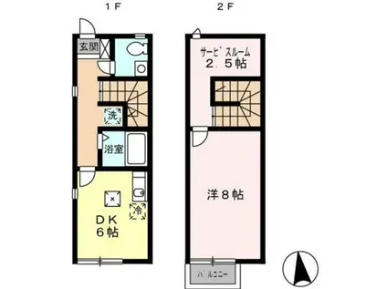 イエローコートヨコハマB棟(1DK/2階)の間取り写真