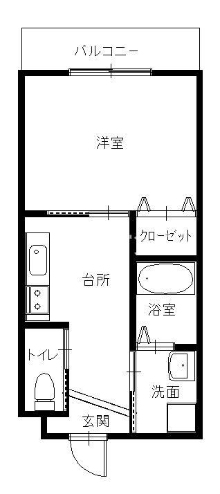 セントポリア泉(1K/2階)の間取り写真