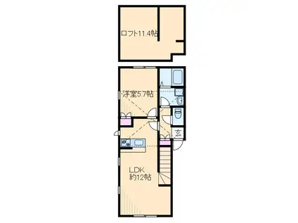 大倉山2丁目プロジェクト(1LDK/1階)の間取り写真