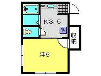 清和ハイム(ワンルーム/1階)の間取り写真