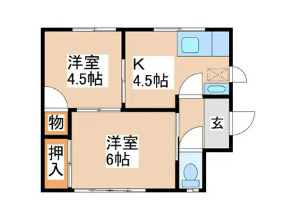 元町ハイム(2K/1階)の間取り写真