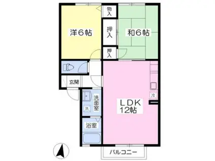 ウィルコート桜台(2LDK/2階)の間取り写真