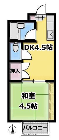 フィールドビレッジC棟(1DK/2階)の間取り写真