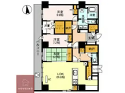 グランセジュール江坂 住居(4LDK/13階)の間取り写真