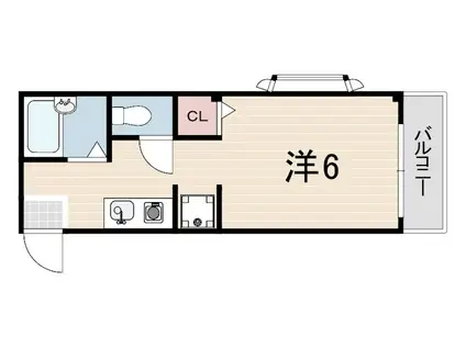 フルール甲東(1K/2階)の間取り写真