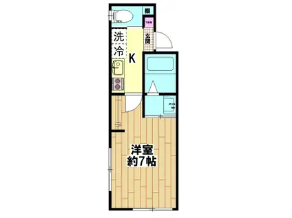 K2レジデンス(1K/2階)の間取り写真