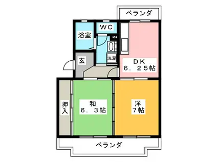 シャルム(2DK/4階)の間取り写真