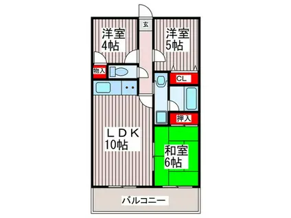 グリーンシティー五番館(3LDK/6階)の間取り写真