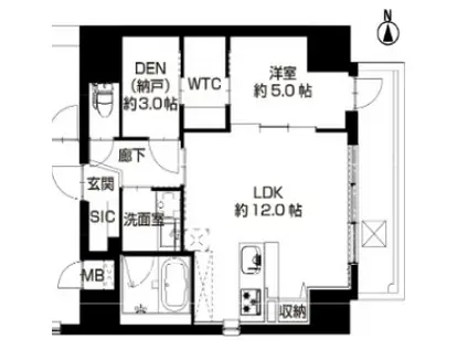 LA CASA 上汐(1SLDK/4階)の間取り写真