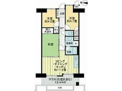 ライオンズマンション山手町(3LDK/1階)の間取り写真