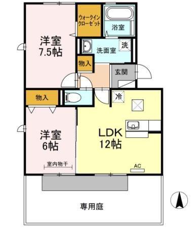 ヴィータ フェリーチェ(2LDK/1階)の間取り写真