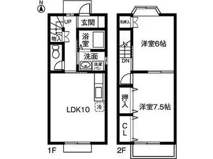 BLUEBERRYHOUSE(2LDK/1階)の間取り写真