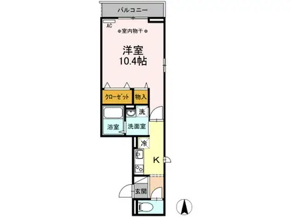 PASSERELLEDEBONHEUR(1K/2階)の間取り写真