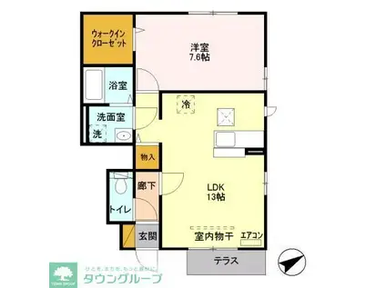 SAKURA HILLS C(1LDK/1階)の間取り写真