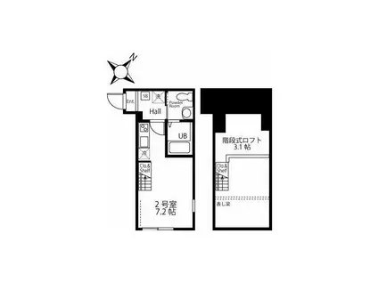 ハーミットクラブハウス鶴見寺谷III(ワンルーム/2階)の間取り写真