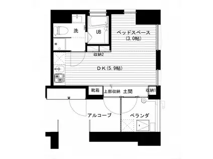 モンテ スパツィオ薬院大通(ワンルーム/4階)の間取り写真