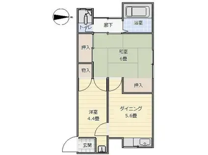 丸尾文化(1SDK/2階)の間取り写真