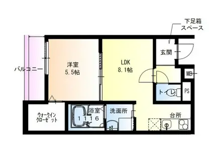 フジパレス岸和田下松II番館(1LDK/3階)の間取り写真