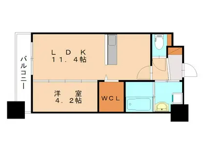 ギャラン竪町(1LDK/11階)の間取り写真