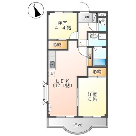 ガーデンハイム壱番館(2LDK/1階)の間取り写真