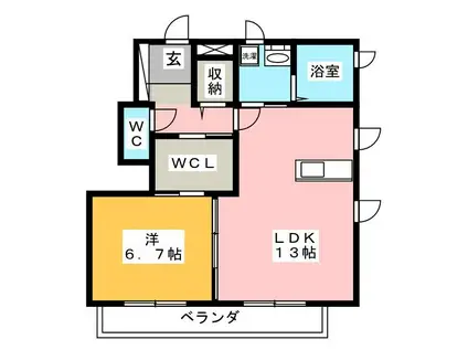 クレメントハイムII(1LDK/1階)の間取り写真