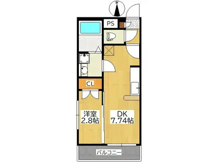ラヴィスタ子平町(1DK/1階)の間取り写真