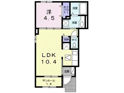 MTIハイツ II(1LDK/1階)の間取り写真