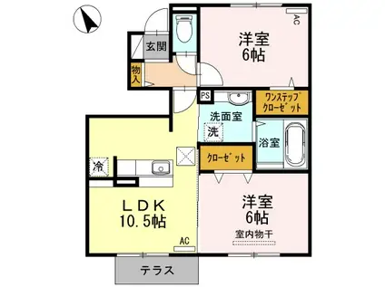 AQUA TERRACE(2LDK/1階)の間取り写真