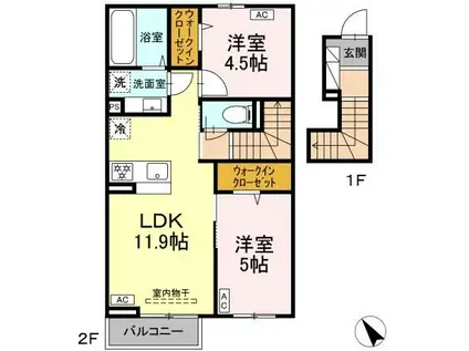 ウィルコート望町II(2LDK/2階)の間取り写真