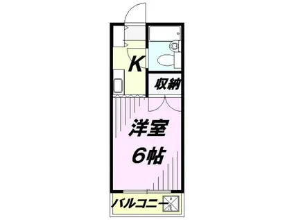 ＪＲ武蔵野線 東所沢駅 徒歩10分 3階建 築33年(1K/3階)の間取り写真